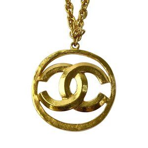 CHANEL Vintage Gold Logo Necklace